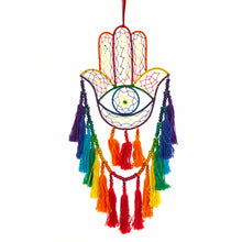 Load image into Gallery viewer, Rainbow Hand of Fatima with Beads