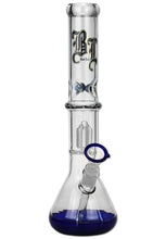 Load image into Gallery viewer, Black Leaf 4 Arm Percolator Glass Blue Ice Bong – 40cm