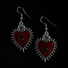 Load image into Gallery viewer, RED SACRED HEART EARRINGS