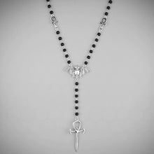 Load image into Gallery viewer, BAT & ANKH ROSARY NECKLACE