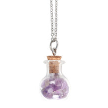 Load image into Gallery viewer, Calming Amethyst Crystal Chip Potion Bottle Necklace