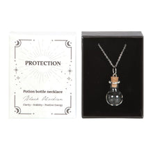 Load image into Gallery viewer, Protection Black Obsidian Crystal Chip Potion Bottle Necklace