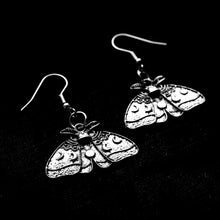 Load image into Gallery viewer, MOON PHASE MOTH EARRINGS