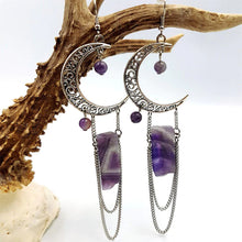 Load image into Gallery viewer, MOON AMETHYST EARRINGS