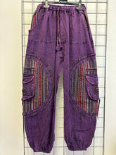Load image into Gallery viewer, Stone Washed Harem Trousers – PURPLE
