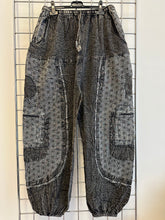 Load image into Gallery viewer, Stone Washed Flower of Life Harem Trousers – BLACK
