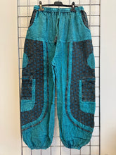 Load image into Gallery viewer, Stone Washed Flower of Life Harem Trousers – TURQUOISE