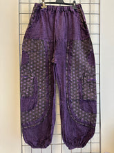 Load image into Gallery viewer, Stone Washed Flower of Life Harem Trousers – PURPLE