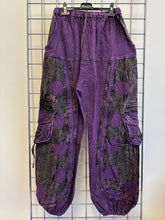 Load image into Gallery viewer, Stone Washed Circles Pattern Trousers – PURPLE