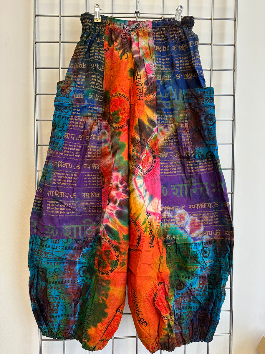 Ohm Celestial Print Parachute Harem Pants Charcoal/Brown main image 0