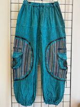 Load image into Gallery viewer, Stone Washed Harem Trousers – TURQUOISE