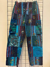 Load image into Gallery viewer, Patchwork Mushroom Print Heavy Cotton Trousers - BLUE