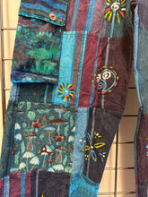 Load image into Gallery viewer, Patchwork Mushroom Print Heavy Cotton Trousers - BLUE