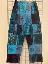 Load image into Gallery viewer, Patchwork Mushroom Print Heavy Cotton Trousers - BLUE
