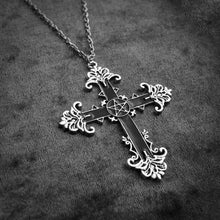 Load image into Gallery viewer, BLACK CROSS WITH PENTAGRAM NECKLACE