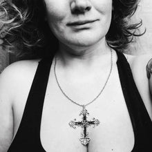 Load image into Gallery viewer, BLACK CROSS WITH PENTAGRAM NECKLACE