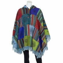 Load image into Gallery viewer, Patch Fringed Poncho Cape