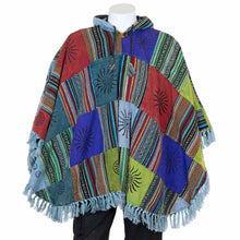 Load image into Gallery viewer, Patch Fringed Poncho Cape