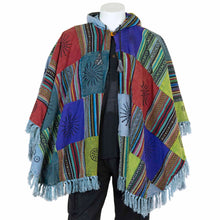 Load image into Gallery viewer, Patch Fringed Poncho Cape