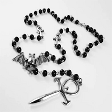 Load image into Gallery viewer, BAT & ANKH ROSARY NECKLACE