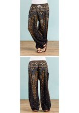 Load image into Gallery viewer, Black Peacock Print Harem Trouser with Drawstring Waist - Free size