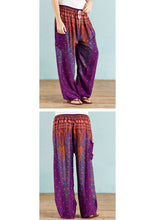 Load image into Gallery viewer, Purple Peacock Print Harem Trouser with Drawstring Waist - Free size