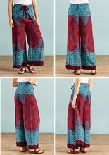 Load image into Gallery viewer, Red Mandala Print Wide Leg Trousers - Free size