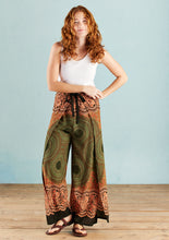 Load image into Gallery viewer, Green Mandala Print Wide Leg Trousers - Free size