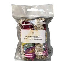 Load image into Gallery viewer, White Sage & Chakra Petals Smudge Sticks