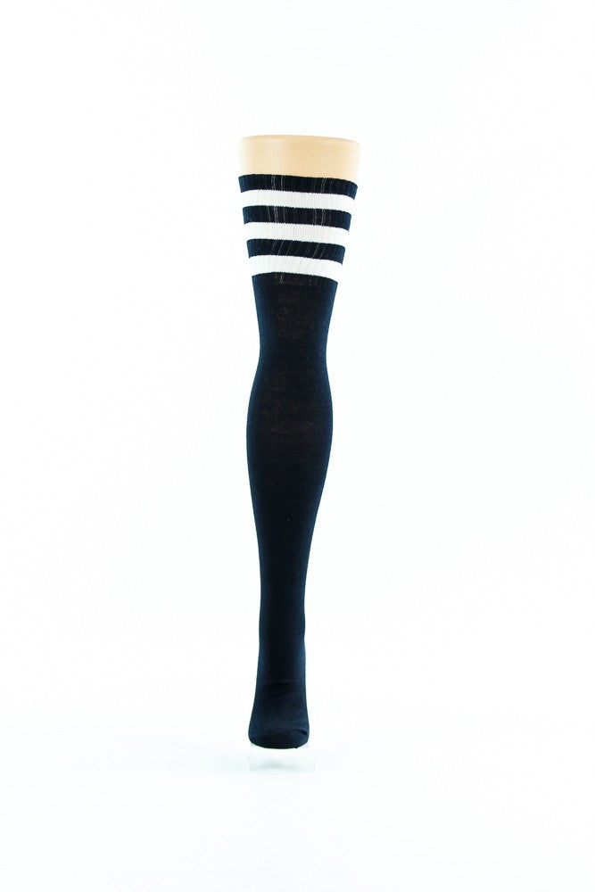 Black and white over the knee socks best sale