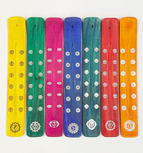 Load image into Gallery viewer, Chakra Wooden Incense Burner/Ash Catcher