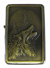 Load image into Gallery viewer, Gold 3D Wolf - Zippo Style