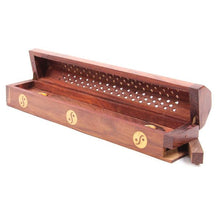 Load image into Gallery viewer, Wooden Incense Stick/Cone Burner Ash Catcher Box