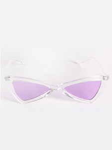 Clear Triangular Sunglasses with Purple Lenses