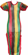Load image into Gallery viewer, Rasta Striped Mesh Stretch Dress