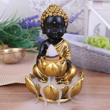 Load image into Gallery viewer, Black & Gold Baby Buddha Backflow Incense Burner