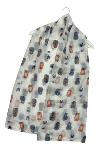 Cats & Kittens Print Scarf - WHITE