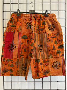 Orange Patchwork Mushroom Shorts