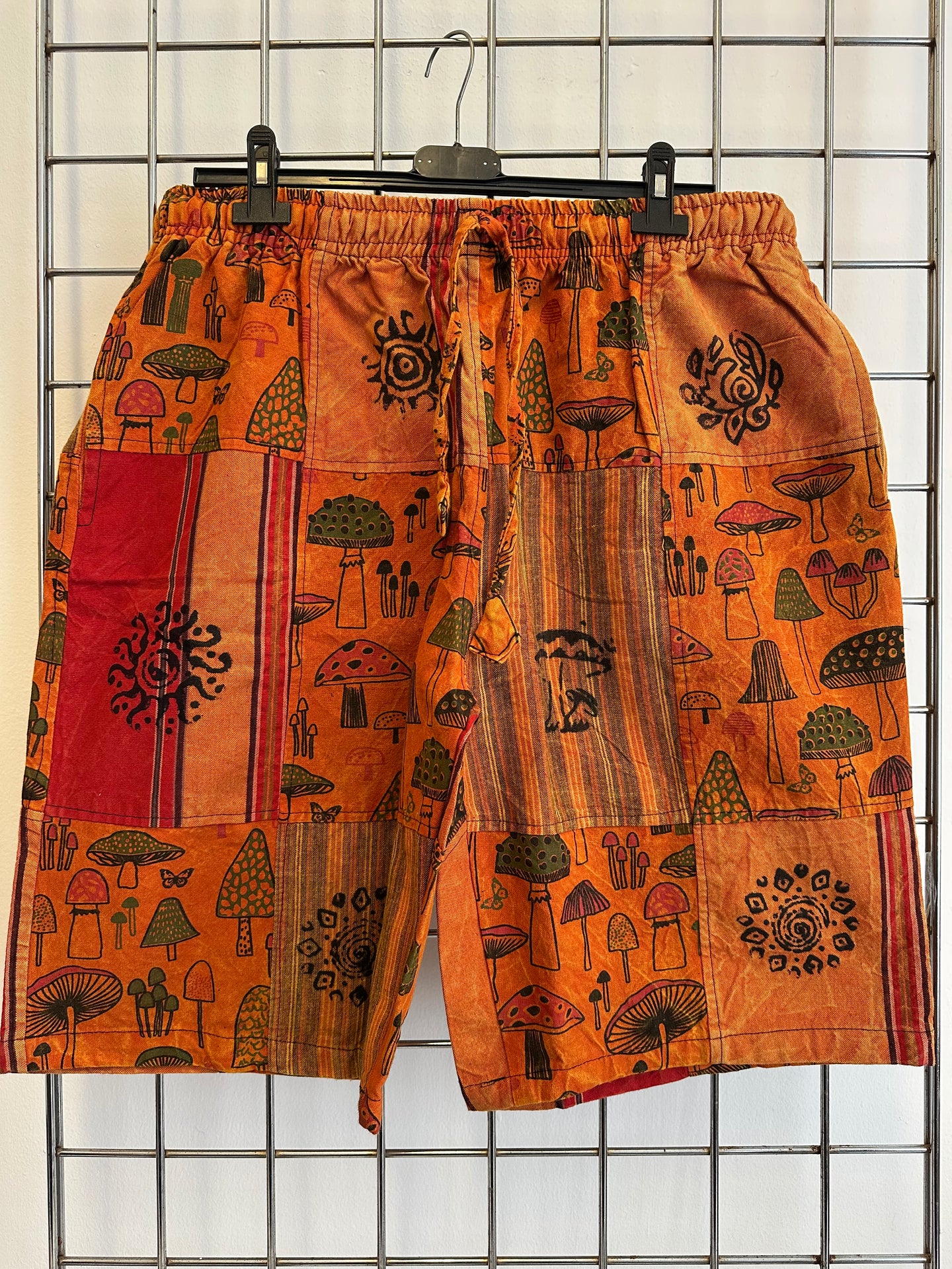 Orange Patchwork Mushroom Shorts