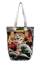 Load image into Gallery viewer, Japanese Sushi Cat Print Cotton Tote Bag

