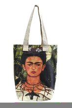 Load image into Gallery viewer, Frida Kahlo Self Portrait with Thorn Necklace Art Cotton Tote Bag
