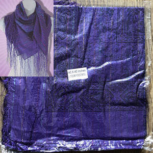 Cotton Dollar Print Scarf Shawl with Lurex and Fringe – Purple