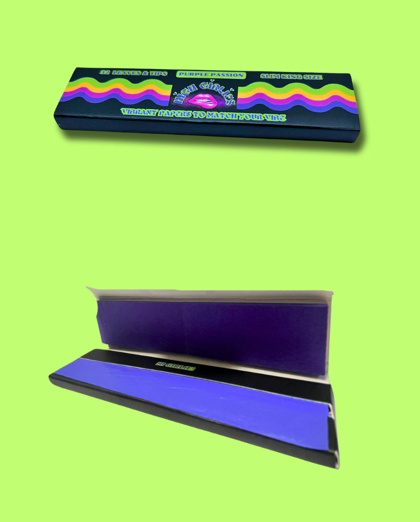 High Girlies Purple King Size Connoisseur Rolling Papers & Roach Tips