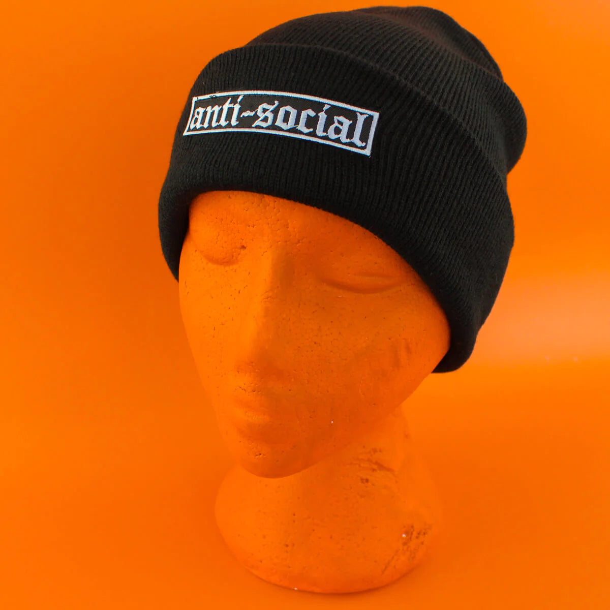 ANTI-SOCIAL GOTHIC PATCH BLACK BEANIE