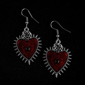 RED SACRED HEART EARRINGS