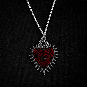 RED SACRED HEART NECKLACE