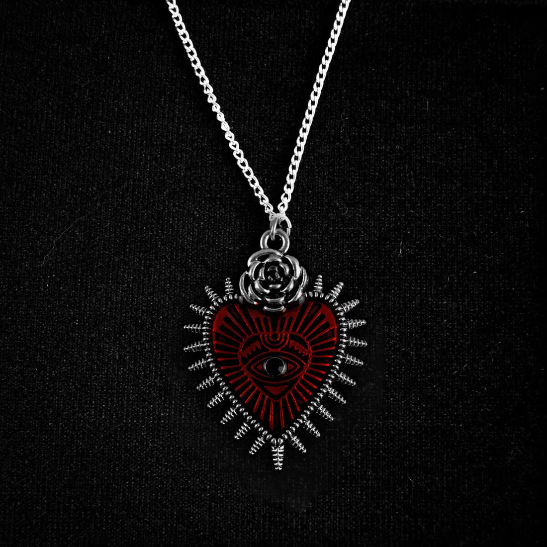 RED SACRED HEART NECKLACE
