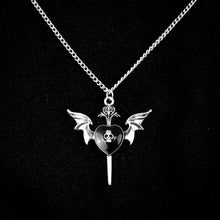 Load image into Gallery viewer, BLACK WINGED HEART SWORD NECKLACE
