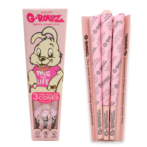 G-Rollz Banksy Graffiti "Thug for Life" Pink King Size Pre Rolled Cones - 3 Pack
