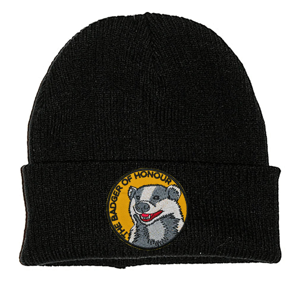 BADGER OF HONOUR PATCH BLACK BEANIE